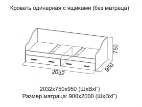 Кровать одинарная с ящиками (Без матраца 0,9*2,0) в Ирбите - irbit.magazin-mebel74.ru | фото