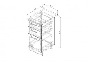 Н3Я 40 Модуль нижний Без Столешницы 3 ящика МН3Я 40 в Ирбите - irbit.magazin-mebel74.ru | фото