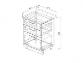 Н3Я 60 Модуль нижний Без Столешницы 3 ящика МН3Я 60 в Ирбите - irbit.magazin-mebel74.ru | фото